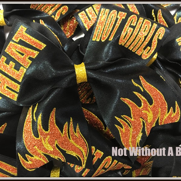Flames Fire Glitter Cheer Bow - Choose Colors - Flame Cheer Bow - Heat Cheer Bow