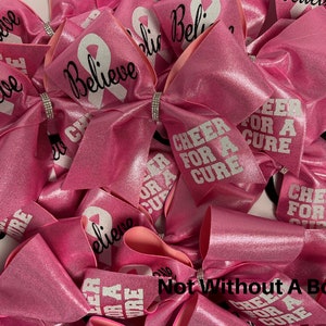 Pink Cheer Bow  | Cheer For A Cure - Believe Awareness Ribbon Cheer Bow