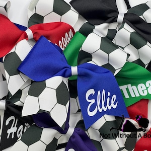 Personalized Name Soccer Print Bow - Customize colors