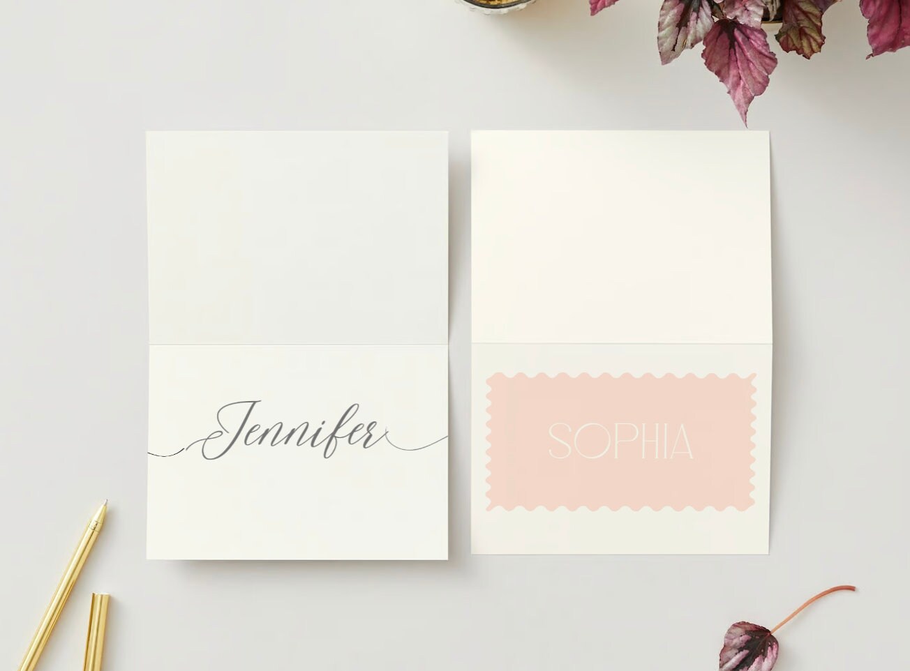 Editable Wedding Place Card Template Set Elegant Five-card Design ...