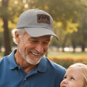 Personalized Papa Hat: Custom Leather Patch, Established Year | Great Father's Day Gift Idea
