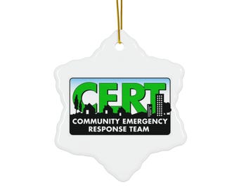 CERT Christmas Ornament, CERT, Community Emergency Response Team, gift, FEMA, Disaster, volunteer, bauble, member gear, ceramic, star