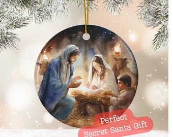 Manger Christmas Ornament, Tree Ornament, Nativity Scene, Manger Ornament, Jesus Mary Joseph, Holy Night, traditional, sacred, secret santa