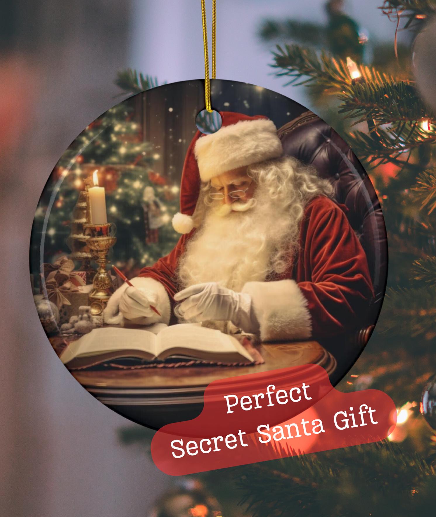 ヴィンテージサンタクロース陶器クリスマスオーナメント：レトロな家族