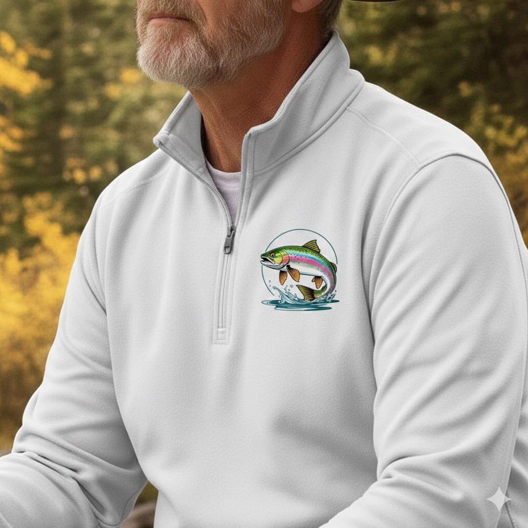 Rainbow Trout Fish Graphic Quarter-zip Pullover | Logo Quarter Zip