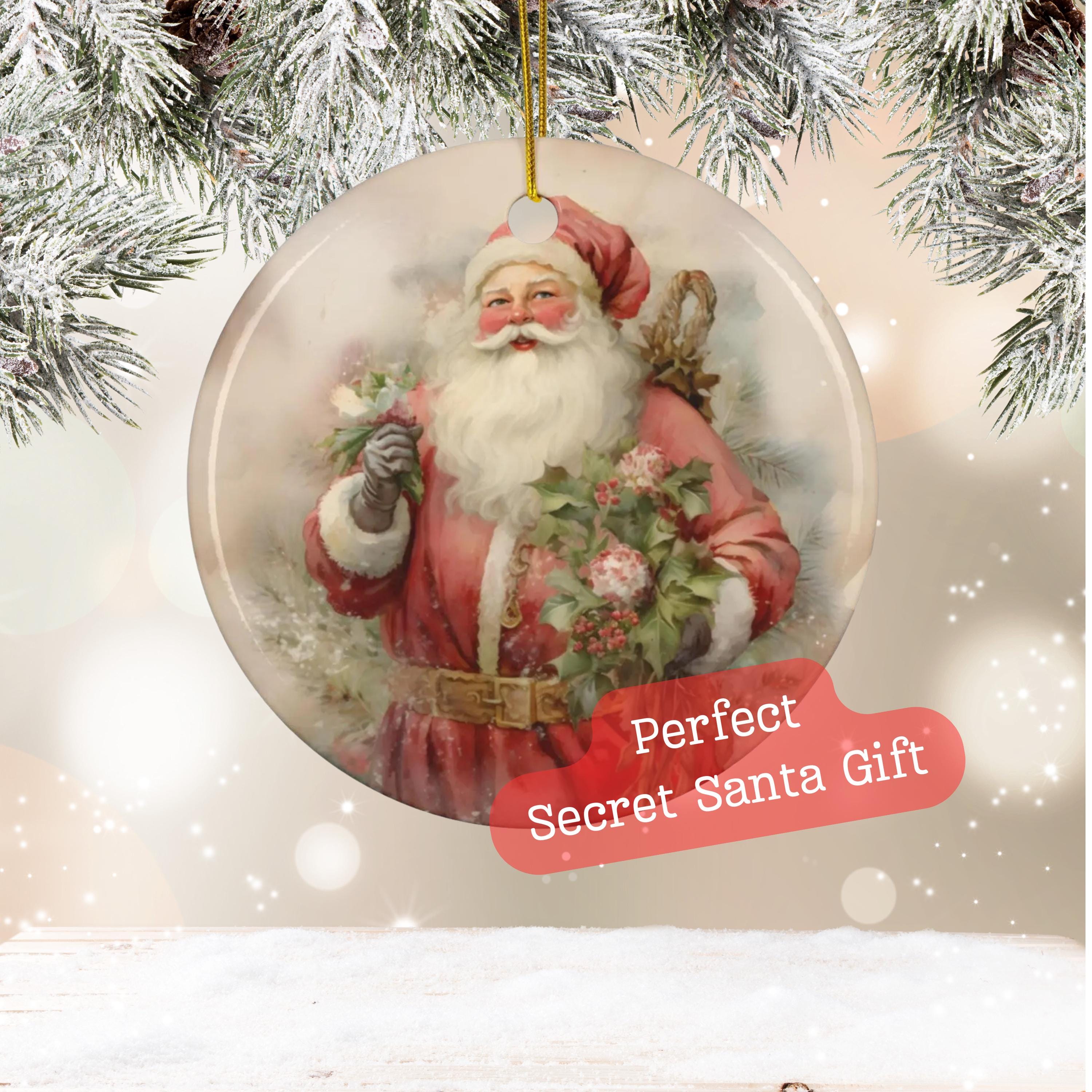 ヴィンテージサンタクロースのクリスマスオーナメント：レトロな陶器の