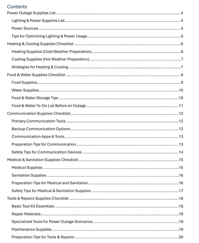 Power Outage Guide, Disaster Plan, Preparedness, Prepping, Prepper, Emergency Plan, Survival, emergency response, disaster plan, checklist, shtf