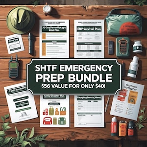 SHTF Disaster Preparedness Digital Bundle: Emergency & Survival Planning (PDF, Word, Excel Files