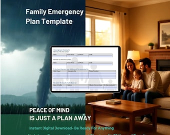 Family Emergency Plan Template: Disaster-SHTF Preparedness-Survival Guide Template, Digital Download, Printable Disaster Planner Binder