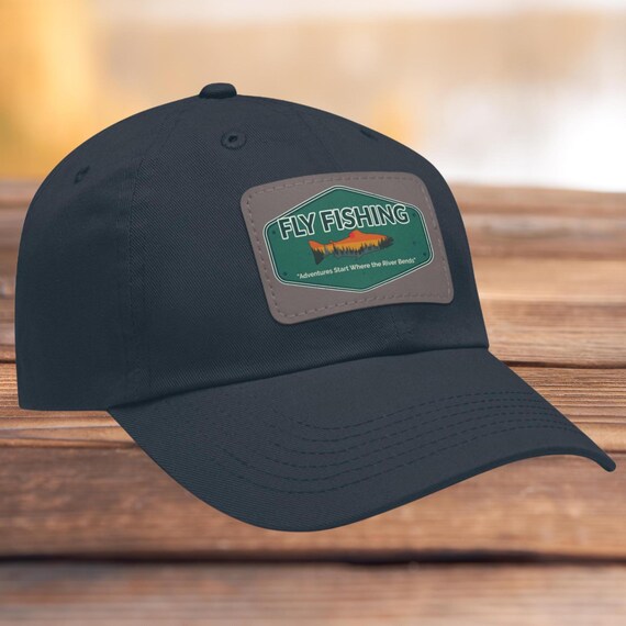 Fly Fishing Dad Hat: Leather Patch Angler Cap Adventure Awaits