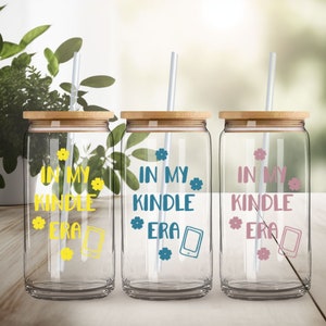 Kindle Era, Book Love, Handmade Personalized Glass Tumbler for Book Lover, Custom Bookish Tumbler, Customized Reading Tumbler, Gift Idea
