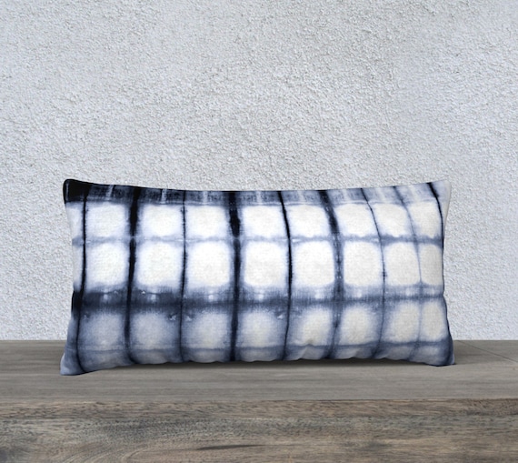 Japanese Indigo Shibori Textile Print Pillow cover gray tie dye printed boho