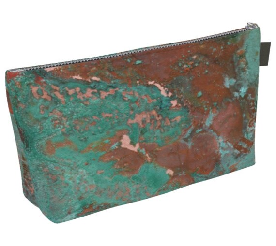 Rusted Copper Zippered Cosmetic Case Metal Printed Travel Etsy