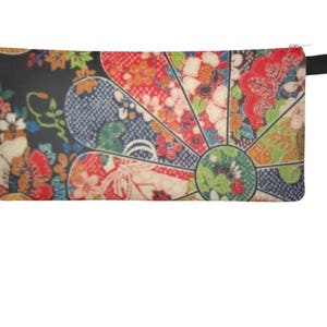 Japanese Kimono Floral Printed Makeup Case Cosmetic Clutch Zipper Pouch Travel Bag