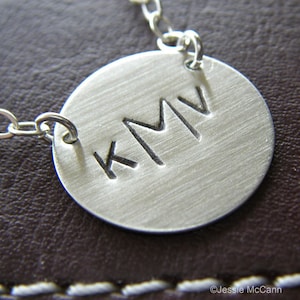 Personalized Monogram Charm Necklace - Hand Stamped Sterling Silver - Custom Charm Jewelry - Connect Monogram