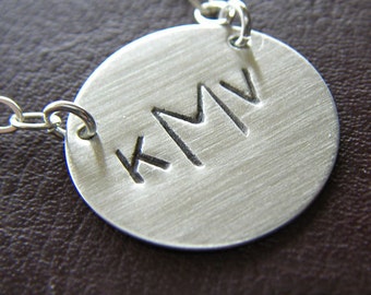Personalized Monogram Charm Necklace - Hand Stamped Sterling Silver - Custom Charm Jewelry - Connect Monogram