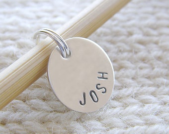 Personalized Knitting / Crochet Stitch Markers - Hand Stamped Sterling Silver - Removable 1/2" Disc in 6 Styles - Knit Notions and Gifts