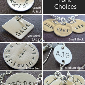 Personalized Silver Charm Necklace Hand Stamped Sterling Silver 3/4 Double-Side Stamping Charm Jewelry Optional Birthstone or Pearl image 4