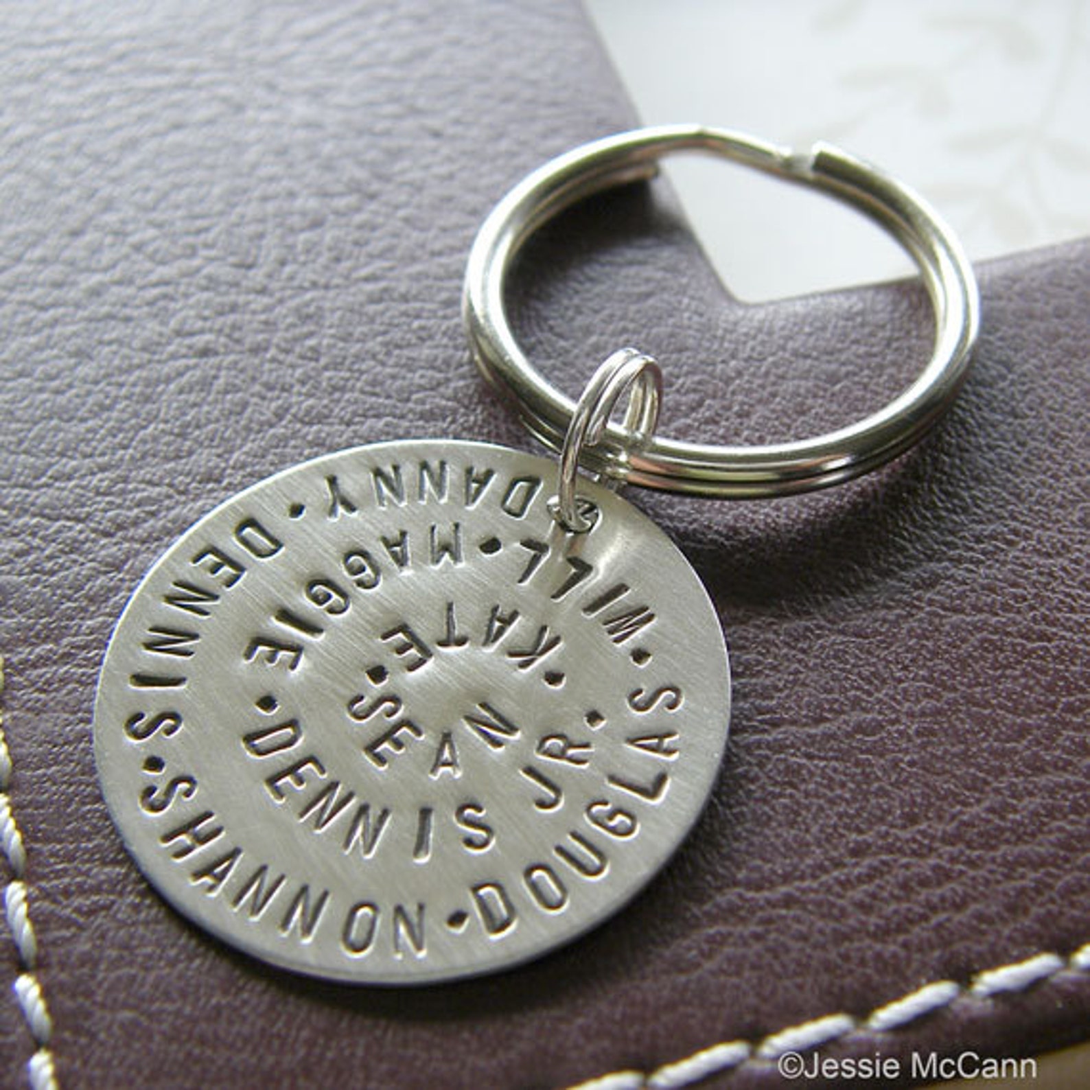 Personalized Spiral Keychain - Custom Hand Stamped Sterling Silver Key ...