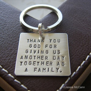 Custom Keychain Personalized with Your Message Hand Stamped Sterling Silver 1 Square Key Chain Makes a Great Gift image 2