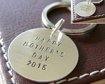 Custom Keychain - Personalized Mother's Day Gift - Hand Stamped Sterling Silver Key Chain - Double-Side Stamping