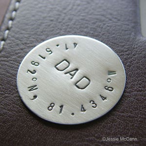 Personalized Silver Golf Ball Marker with Longitude Latitude - Custom GPS Coordinates - Hand Stamped Sterling Silver - Location Keepsake