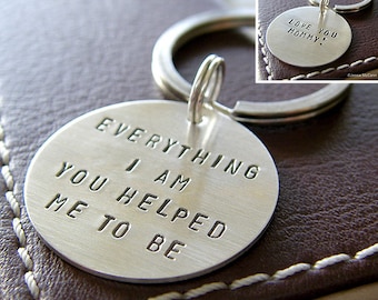 Personalized Sterling Silver Keychain - Hand Stamped with Your Special Message - Optional Double-Sided