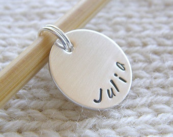 Personalized Knitting / Crochet Stitch Markers - Hand Stamped Sterling Silver Markers - 5/8" Disc in 6 Styles - Knit Notions and Gifts