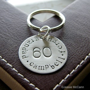 Custom Keychain Personalized with Your Message Hand Stamped Sterling Silver Key Chain Birthday or Anniversary Milestone A Great Gift image 2