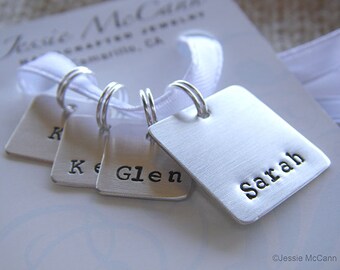 Personalized Knitting / Crochet Stitch Markers - Hand Stamped Sterling Silver - Removable, Square Stitch Markers - Gift Set for Mother's Day