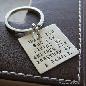 Custom Keychain Personalized with Your Message Hand Stamped Sterling Silver 1 Square Key Chain Makes a Great Gift image 3