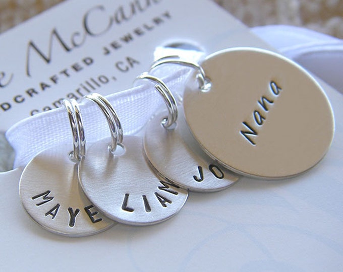 Personalized Knitting / Crochet Stitch Markers - Custom Hand Stamped Sterling Silver Removable Markers - Disc Stitch Marker Gift Set