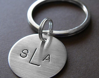 Custom Keychain - Personalized Hand Stamped Sterling Silver - Mini Key Chain - Makes a Great Gift!