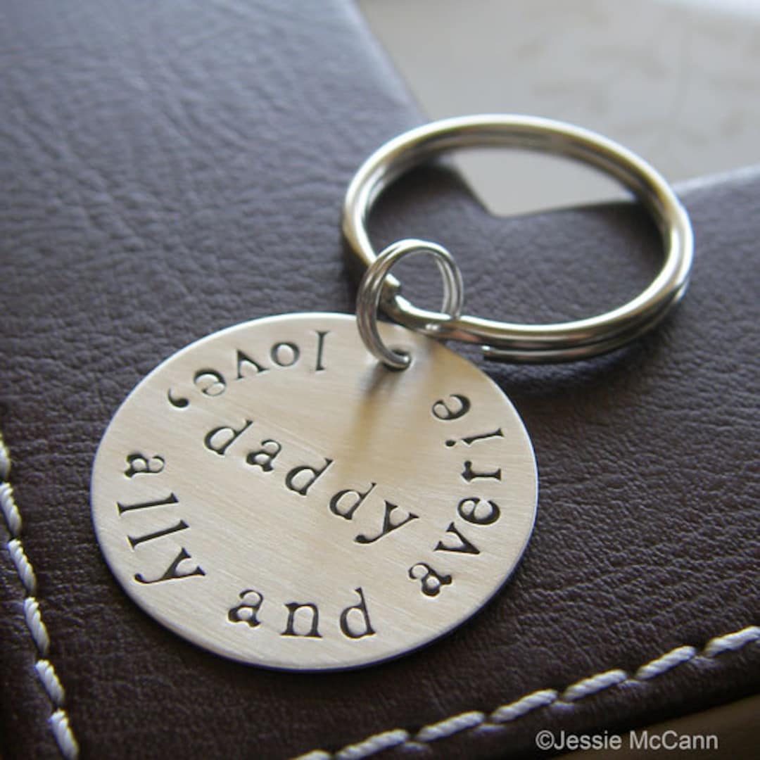 Personalized Keychain - Custom Hand Stamped Sterling Silver - 1