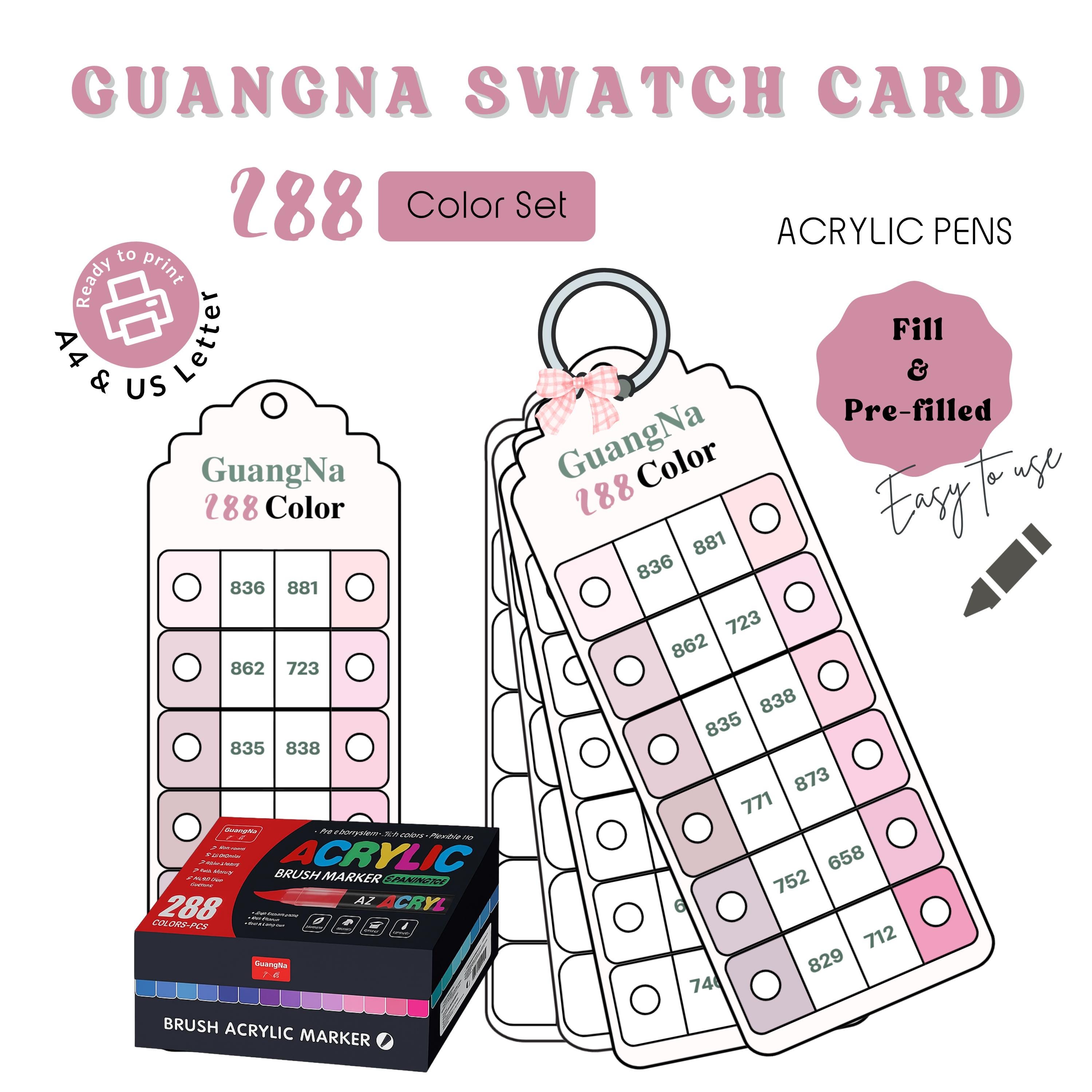 Guangna 288 Acrylic Marker Color Swatch Chart (PDF) - Etsy