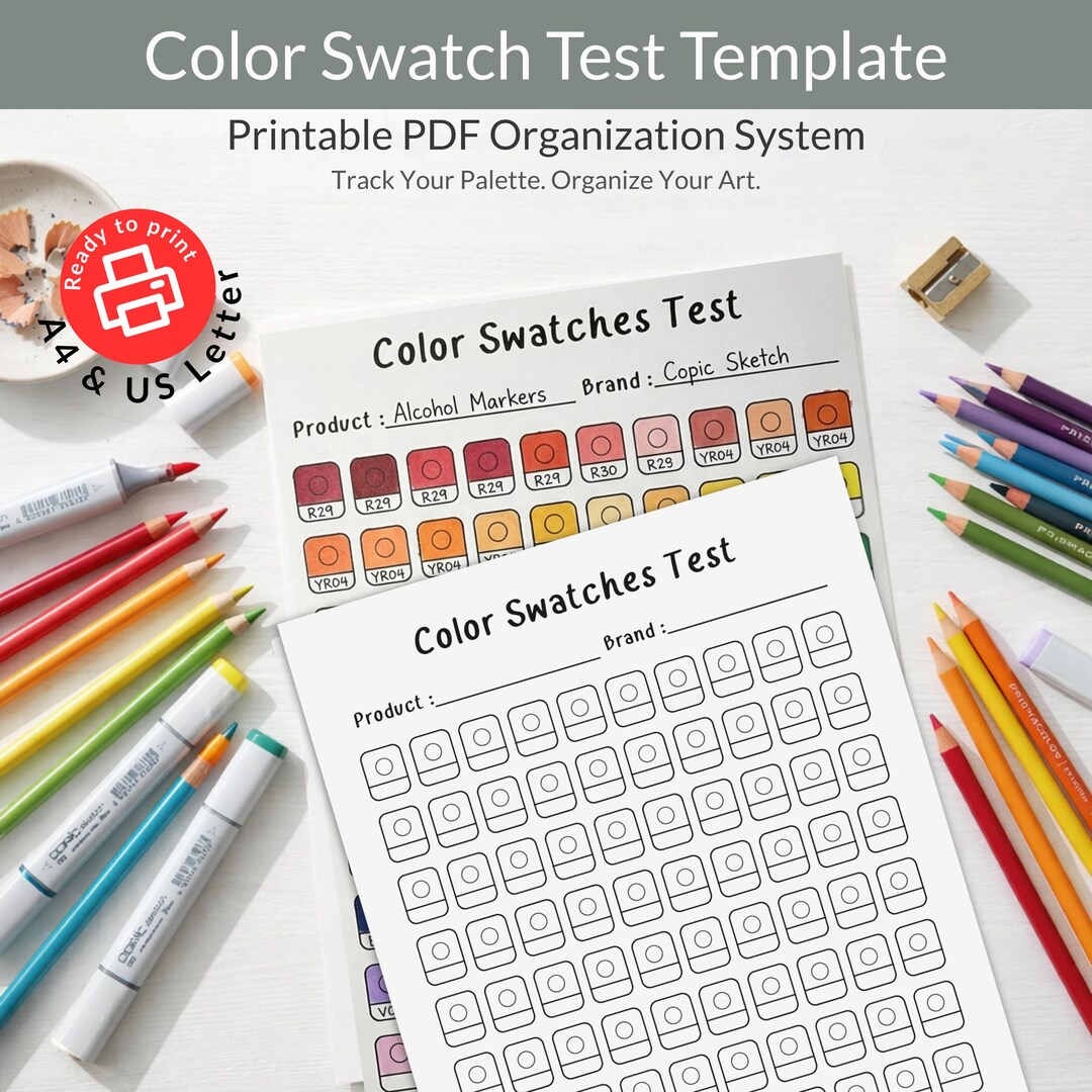 Color Swatch Test Color Swatch Test, Art Supply Organizer (digital Download A4/letter ...