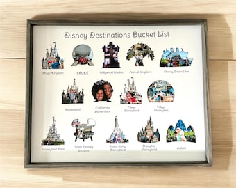 Bucket List - Destinations | Photo Frame | Icon Castle | Fan Gift | Wall Art | Orlando Anaheim Tokyo Paris Hong Kong Shanghai Hawaii Cruise