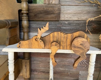 Moose Shelf Sitter Home Decor Wooden