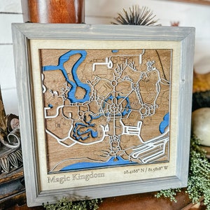 3D Layer Freizeitpark Karte | Rosenthal | Zauberhaftes Königreich | Fan Geschenk Wall Art