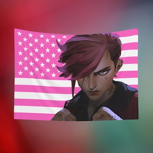 Vi アメリカ国旗タペストリー | ゲーマーアート、壁掛け、ゲーマーへのギフト、WLW タペストリー