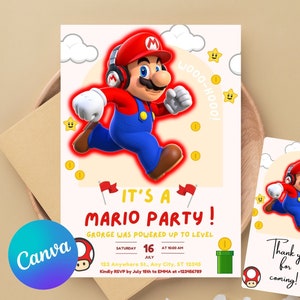 Super Mario Birthday Invitation | Birthday Invitation | Super Mario Invitation | Editable Printable Mario Invitation Birthday Template