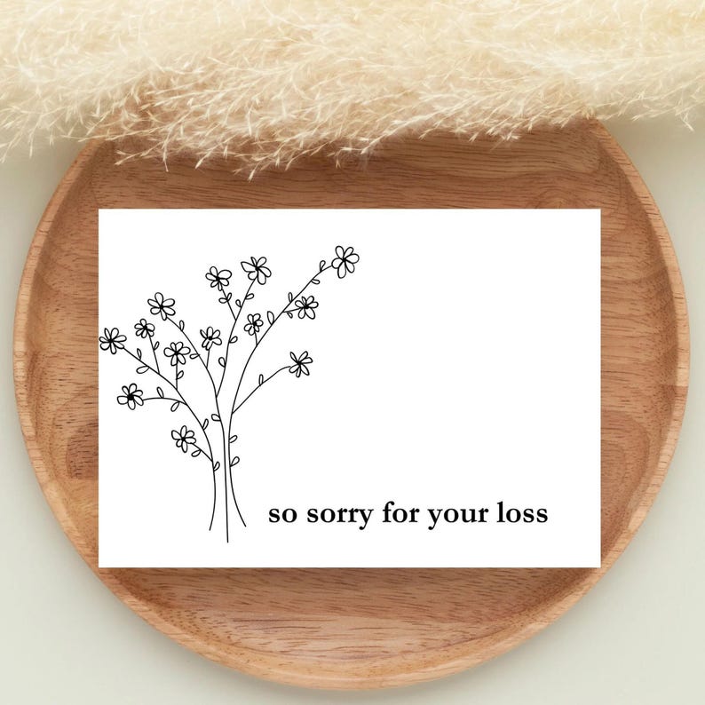Sorry Simple Note Deepest Sympathy Card, so Sorry for Your Loss Card ,DIGITAL Download ...