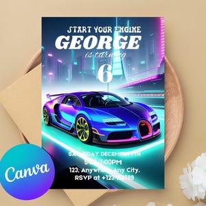 Editable Race Car Invitation Birthday Kids Party Invite Sport Car Birthday Invitation, Cars Birthday Invitation Race Car Birthday Invitation