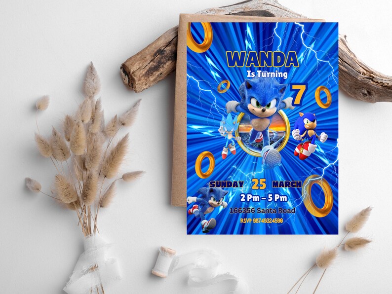 Editable Sonic Birthday Invitation Template, Sonic the Hedgehog Movie ...