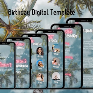 Editable Birthday Weekend Invitation Template, Birthday Weekend Itinerary Invite, Editable Animated Travel Itinerary, Digital Girl Itinerary