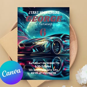 Editable Race Car Invitation Birthday Kids Party Invite Sport Car Birthday Invitation, Cars Birthday Invitation Race Car Birthday Invitation