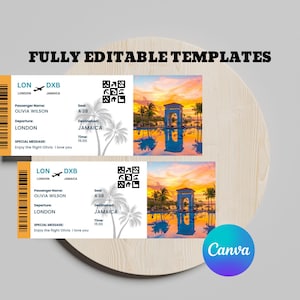 Editable Boarding Pass Canva Template, Printable Airline Ticket, Boarding Pass Surprise Trip, Digital Download DIY Boarding Ticket.