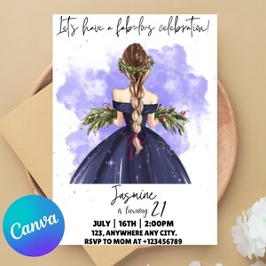 Invitación de cumpleaños personalizada, 18 cumpleaños, 21 cumpleaños, 30 cumpleaños, 40 cumpleaños, cumpleaños de niñas, cumpleaños de damas, tarjeta de cumpleaños de mujeres