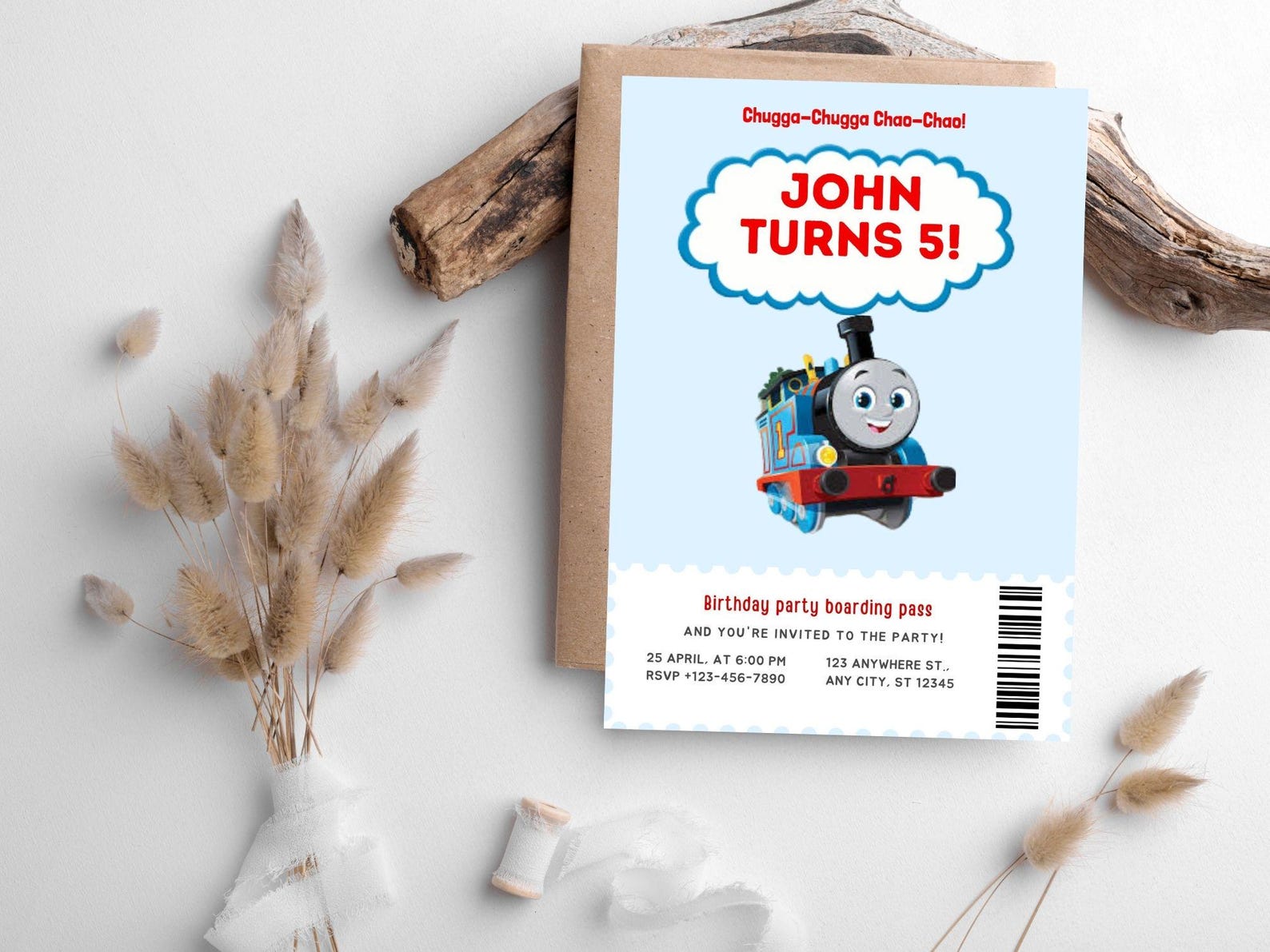 Editable Thomas the Tank Engine Birthday Invitation Canva Digital ...