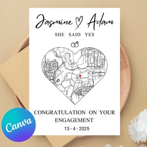 Carte de fiançailles personnalisée / Carte personnalisée / Carte Elle a dit oui / Carte de fiançailles personnalisée / Carte de lieu spéciale